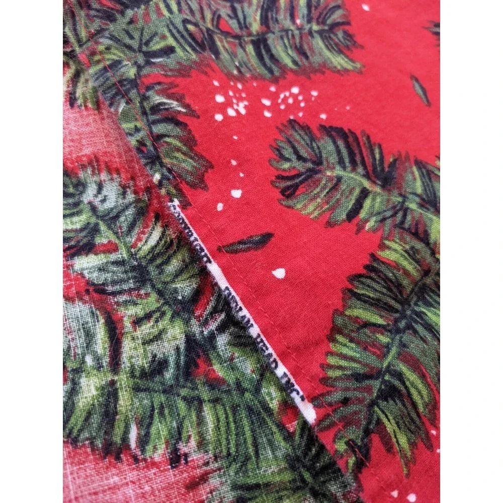 Vintage Mid Century Christmas Table Cloth Indian Head Mills Fabric‎ Snowy Pine